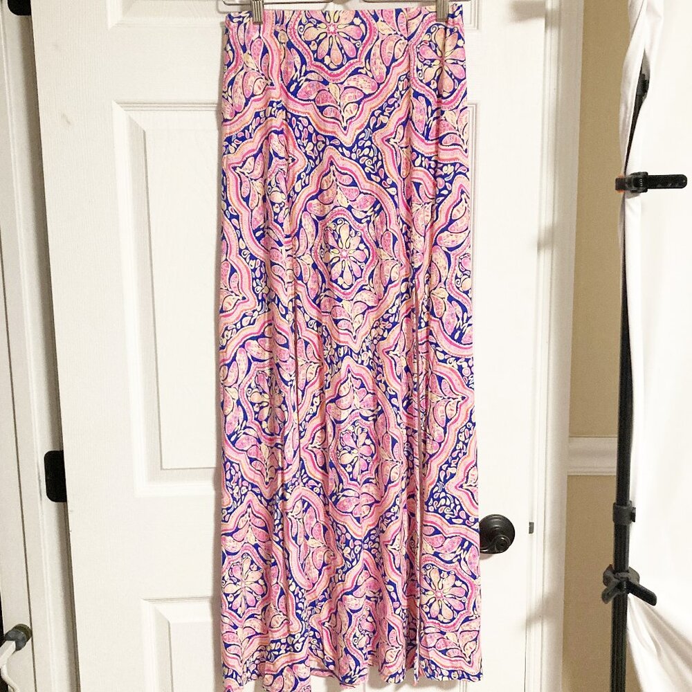 Lilly Pulitzer Ersi Maxi Skirt "Can't Resist" High Side Slits Size XS